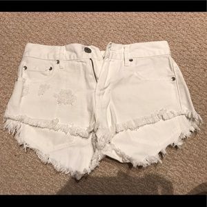 Pac Sun white high rise denim shorts